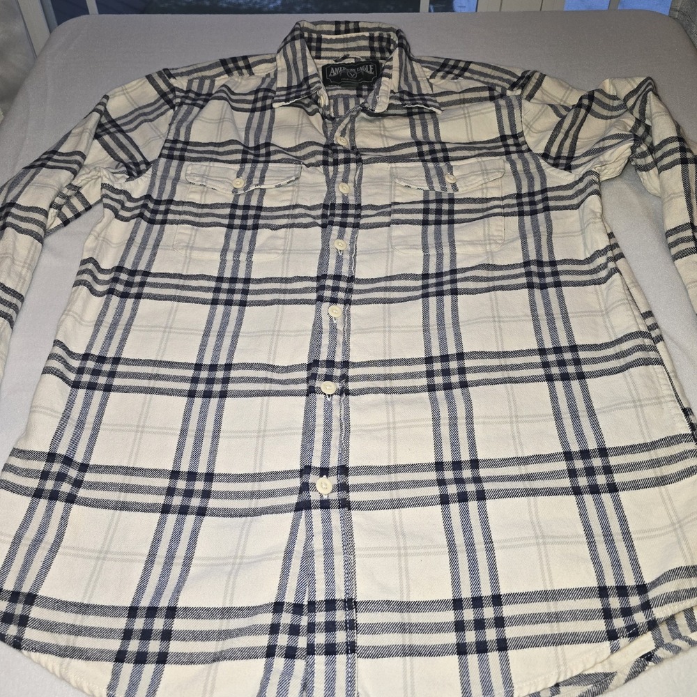 American Eagle‎ Men's Blue Plaid Button-Up Shirt Size Medium